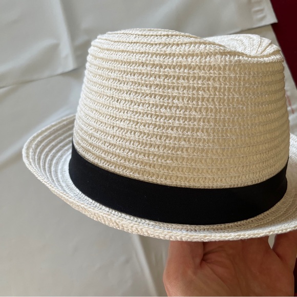 SCALA PRONTO WHITE Straw Fedora round Hat BLACK Hat Band, Beach Travel ONE size - Picture 8 of 14